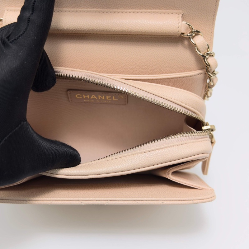 CHANEL 22c荔枝牛皮菱格紋方胖子肩背斜背包18*13*5 98新配件盒子塵袋-2