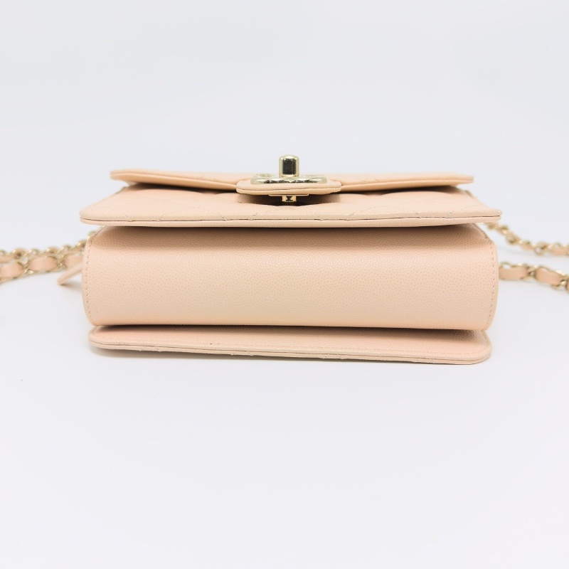 CHANEL 22c荔枝牛皮菱格紋方胖子肩背斜背包18*13*5 98新配件盒子塵袋-4