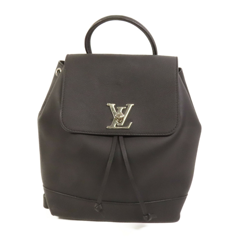 LOUIS VUITTON 牛皮皮革Lock Me Backpack銀扣背包-0
