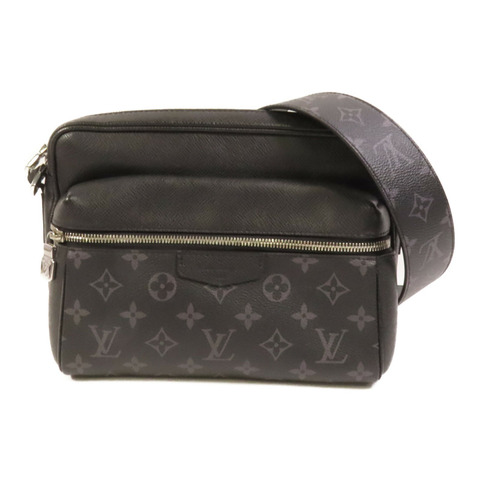 LOUIS VUITTON Monogram Eclipse/Taiga Outdoor Messenger銀扣肩背袋
