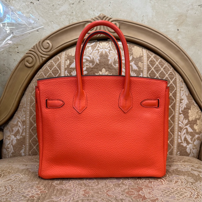 Hermes 9J火焰橙TC皮金釦Birkin 30-1