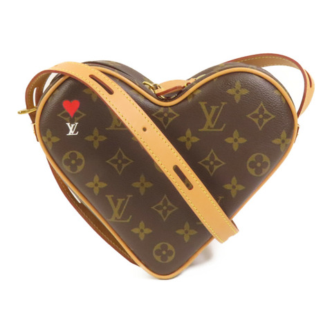LOUIS VUITTON Monogram Game On Coeur金扣肩背袋棕色
