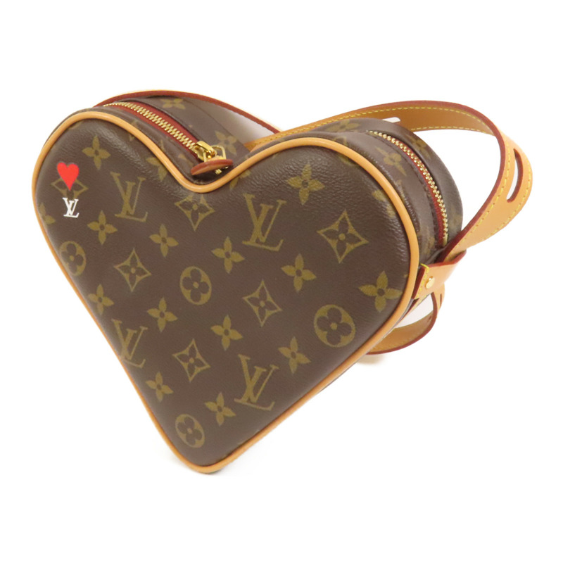 LOUIS VUITTON Monogram Game On Coeur金扣肩背袋棕色-2