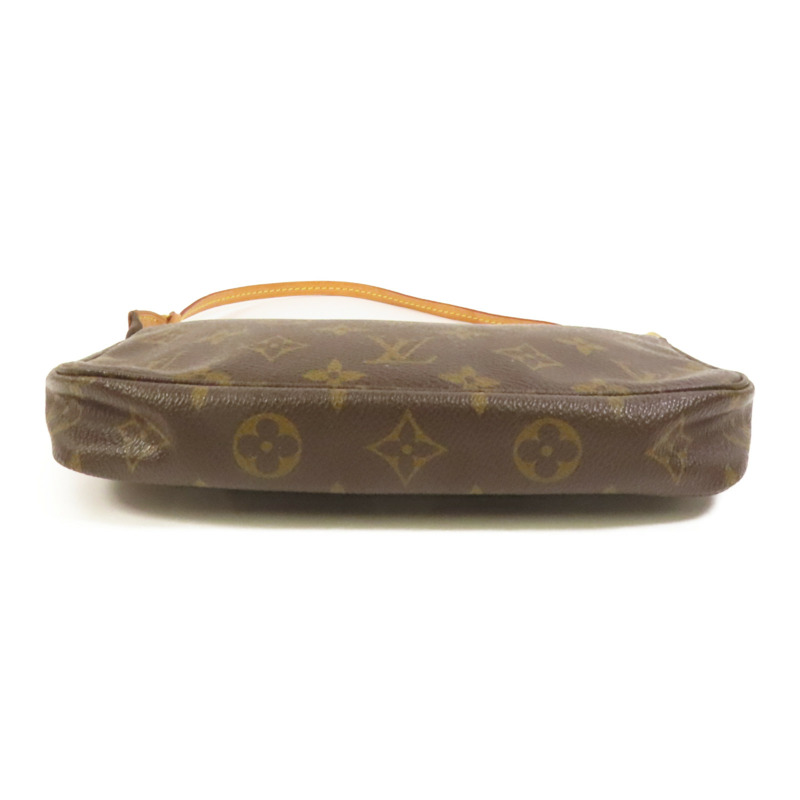 LOUIS VUITTON Monogram Pochette Accessoires金扣手挽袋棕色-3