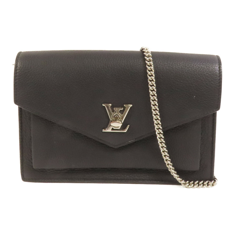 LOUIS VUITTON 牛皮皮革Mylockme銀扣鏈帶肩背袋-0