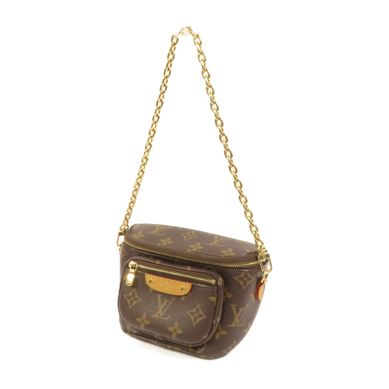LOUIS VUITTON Monogram Mini Bumbag金扣手挽肩背兩用袋棕色-2