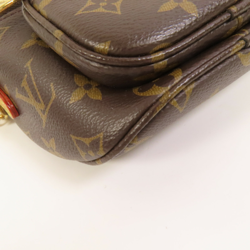 LOUIS VUITTON Monogram Mini Bumbag金扣手挽肩背兩用袋棕色-9