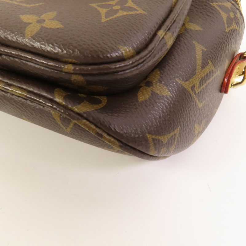 LOUIS VUITTON Monogram Mini Bumbag金扣手挽肩背兩用袋棕色-11