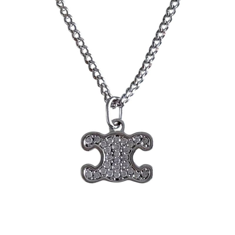 CELINE Triomphe 凱旋門 水鑽 頸鏈-0