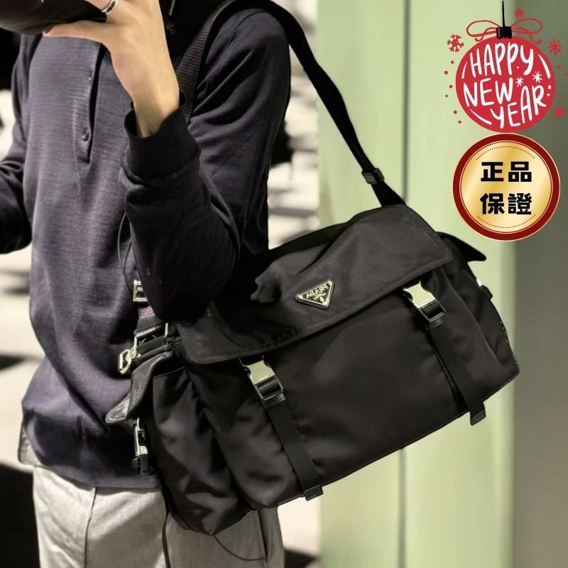 🎊新年特賣🧧Prada 2VD082 Explore Re-Nylon 及皮革多口袋肩背包 黑色-0