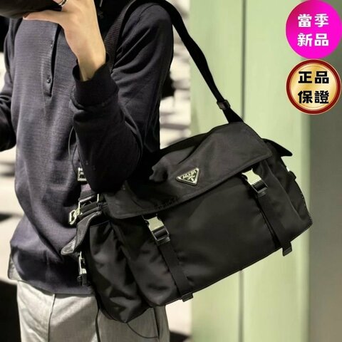 🎉新品好折扣✨Prada 2VD082 Explore Re-Nylon 及皮革多口袋肩背包 黑色