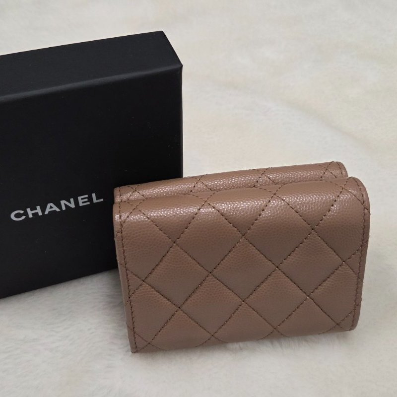 禮物~~Chanel香奈兒經典大雙C荔枝皮全功能迷你短夾-1