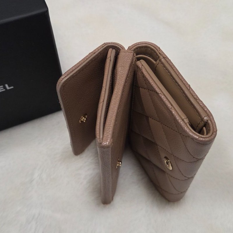 禮物~~Chanel香奈兒經典大雙C荔枝皮全功能迷你短夾-5