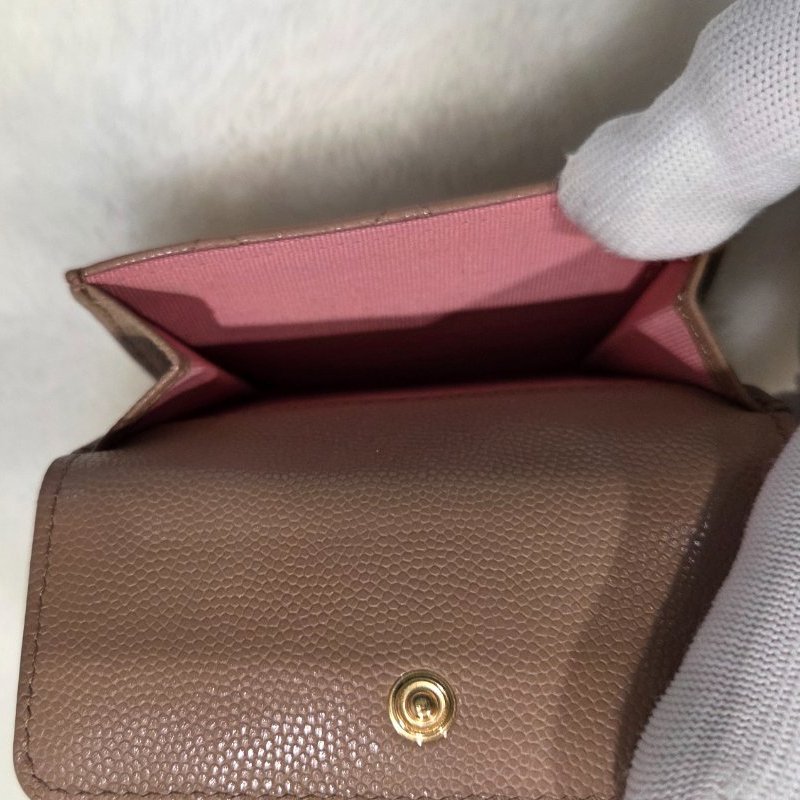 禮物~~Chanel香奈兒經典大雙C荔枝皮全功能迷你短夾-9