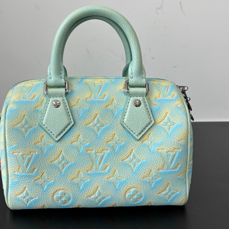 LV Speedy 20炫彩綠色手提肩背斜背20*15 *12 全新閒置配件塵袋鑰匙鎖-6