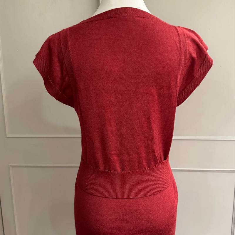 《新歡舊愛》正品LV路易威登深紅色絲質針織大V領上衣S-3