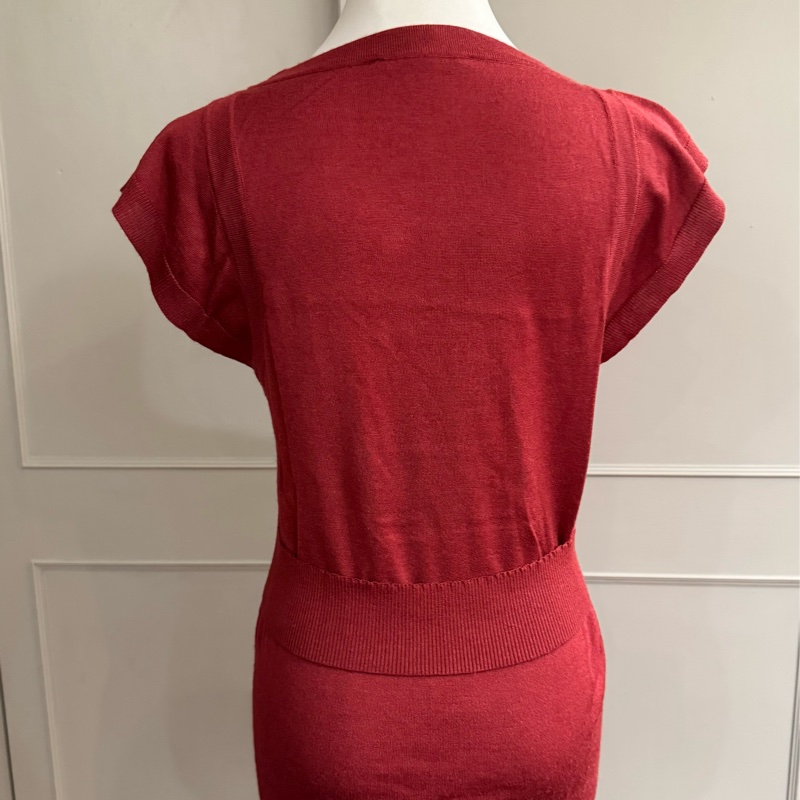 《新歡舊愛》正品LV路易威登深紅色絲質針織大V領上衣S-2