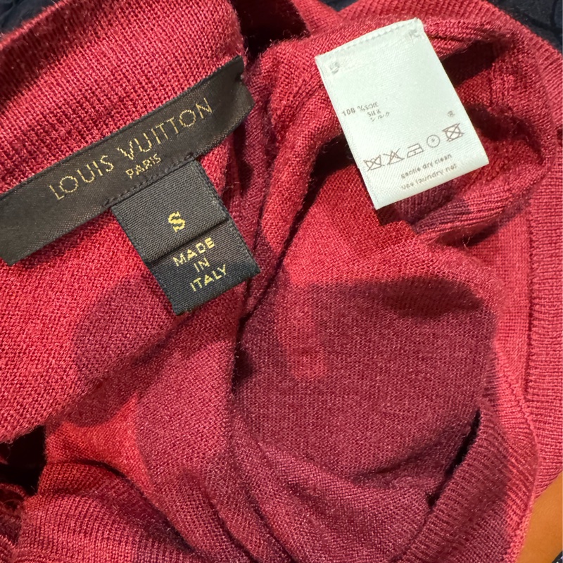 《新歡舊愛》正品LV路易威登深紅色絲質針織大V領上衣S-6