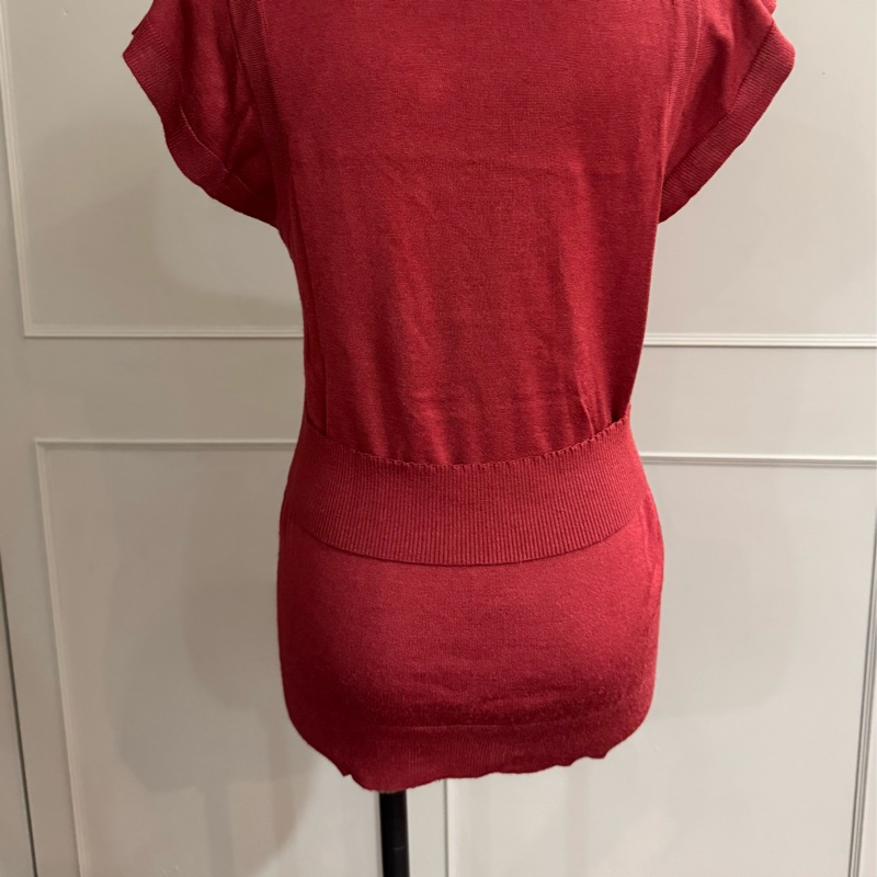 《新歡舊愛》正品LV路易威登深紅色絲質針織大V領上衣S-9