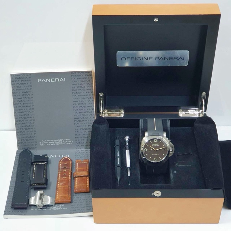 【大眾名錶】PANERAI沛納海 PAM00351 巧克力三明治面盤 2015/02 小秒針 龍頭護橋 代用膠帶 原廠扣 附原廠帶 G108-7