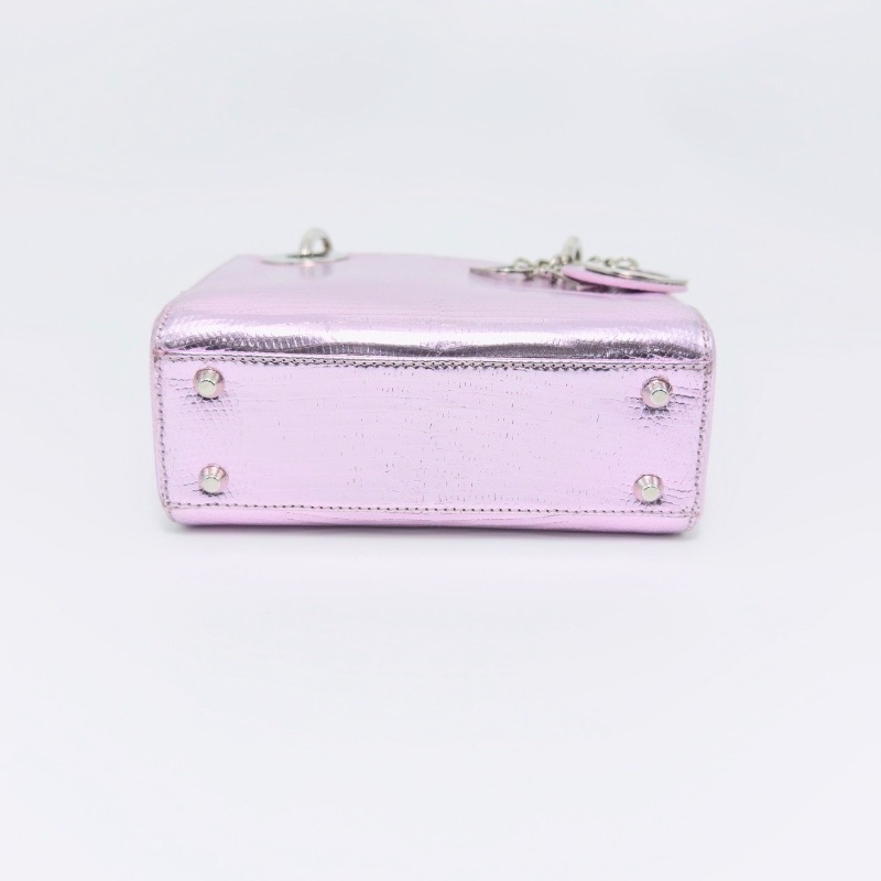 DIOR 紫色稀有皮 三格黛妃手提肩背斜背包17*15*7 98新配件:塵袋-4