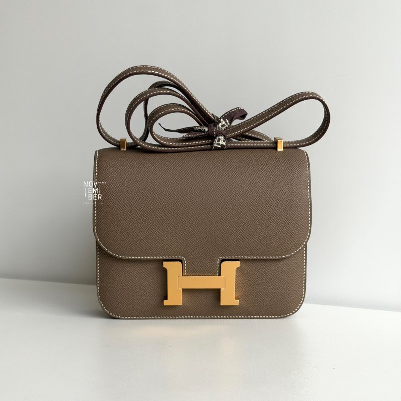 全新有購證🤎 Hermès 愛馬仕 Mini Constance 康康大象灰金釦-0