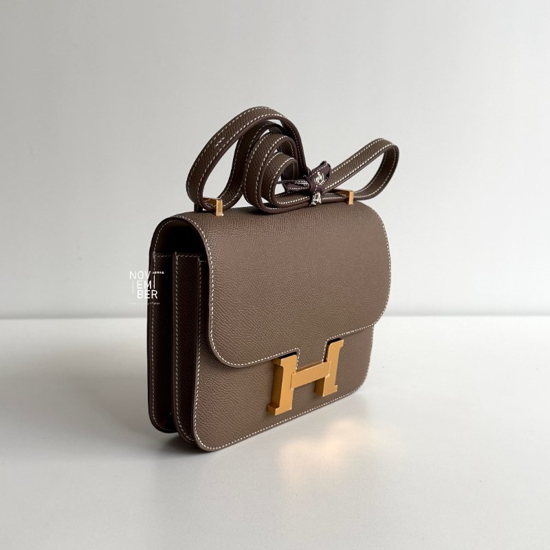 全新有購證🤎 Hermès 愛馬仕 Mini Constance 康康大象灰金釦-1