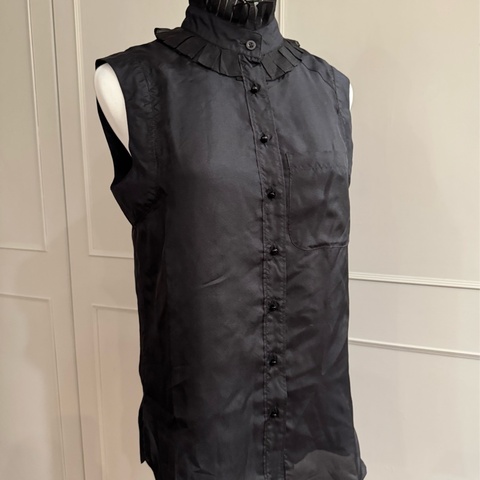 《新歡舊愛》近新巴黎世家BALENCIAGA黑色絲質背心襯衫