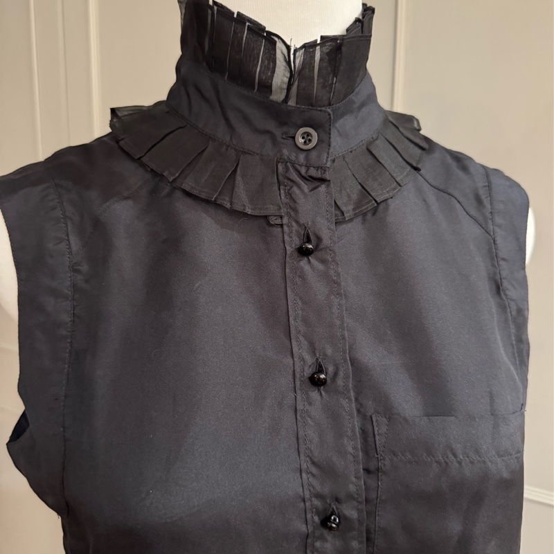 《新歡舊愛》近新巴黎世家BALENCIAGA黑色絲質背心襯衫-1