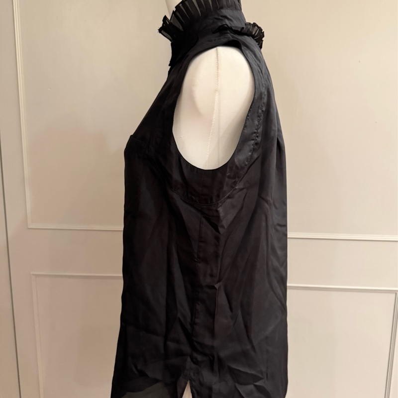 《新歡舊愛》近新巴黎世家BALENCIAGA黑色絲質背心襯衫-4