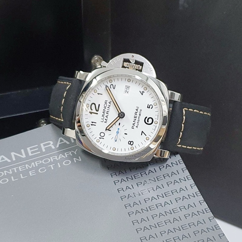 【大眾名錶】PANERAI 沛納海 PAM01499 LUMINOR 1950系列 白色面盤 藍色小秒針 錶徑44mm-2