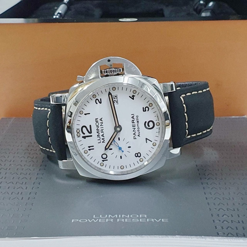 【大眾名錶】PANERAI 沛納海 PAM01499 LUMINOR 1950系列 白色面盤 藍色小秒針 錶徑44mm-3