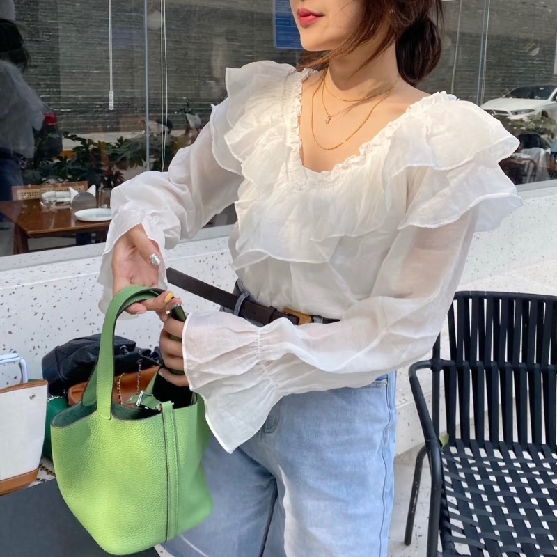 HERMES 蘋果綠銀扣菜籃子18手提袋18*18*13 98新配件塵袋-0