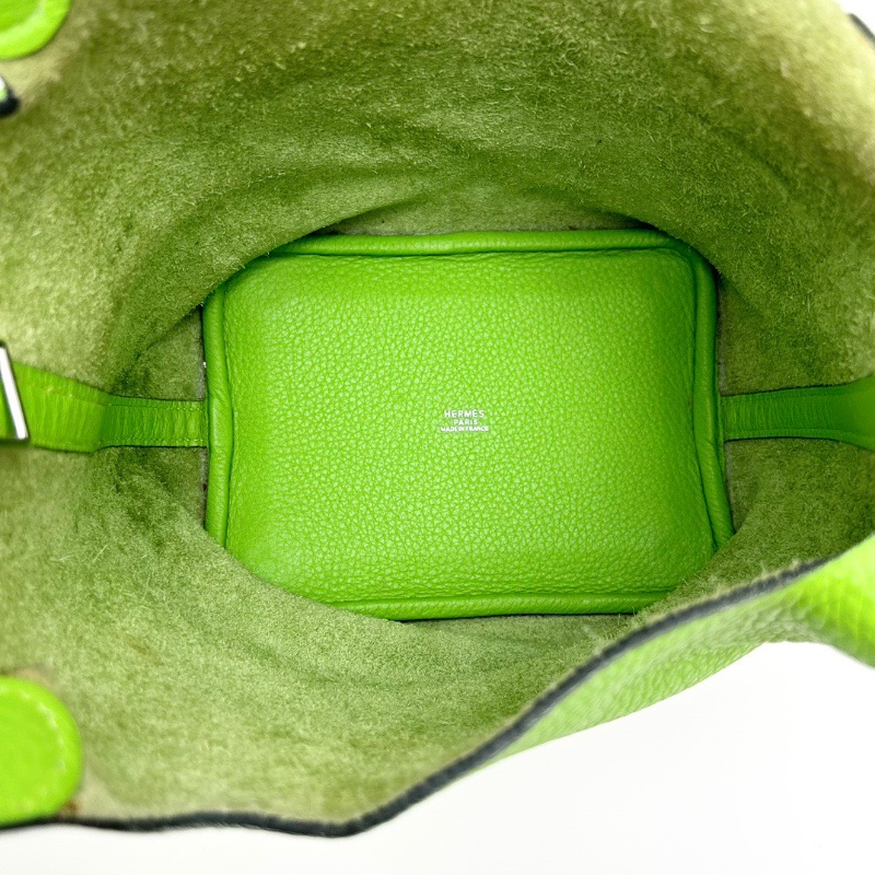 HERMES 蘋果綠銀扣菜籃子18手提袋18*18*13 98新配件塵袋-2