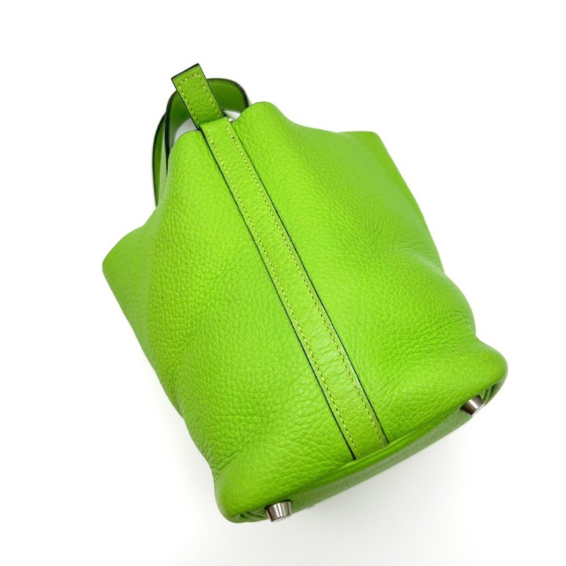 HERMES 蘋果綠銀扣菜籃子18手提袋18*18*13 98新配件塵袋-3