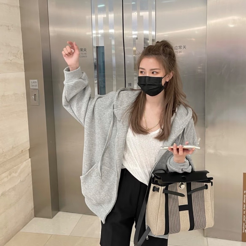 Hermes herbag竪版後背包黑灰色31*38*10 98新配件塵袋-0