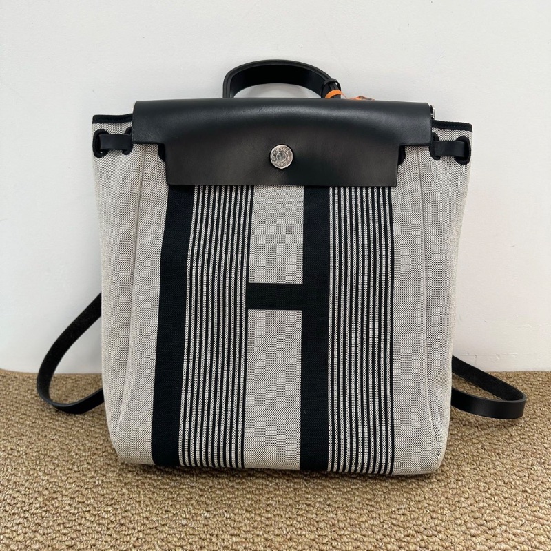 Hermes herbag竪版後背包黑灰色31*38*10 98新配件塵袋-6