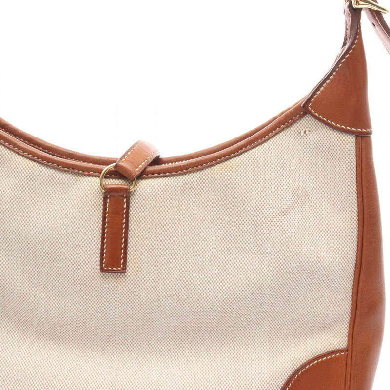 愛馬仕 Trim 31 肩背包 B Toile H Barenia 皮革 天然金色 二手 GHW-5