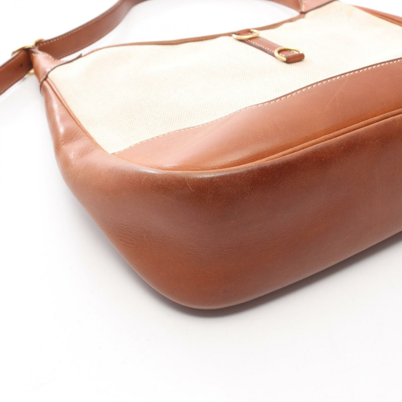 愛馬仕 Trim 31 肩背包 B Toile H Barenia 皮革 天然金色 二手 GHW-7