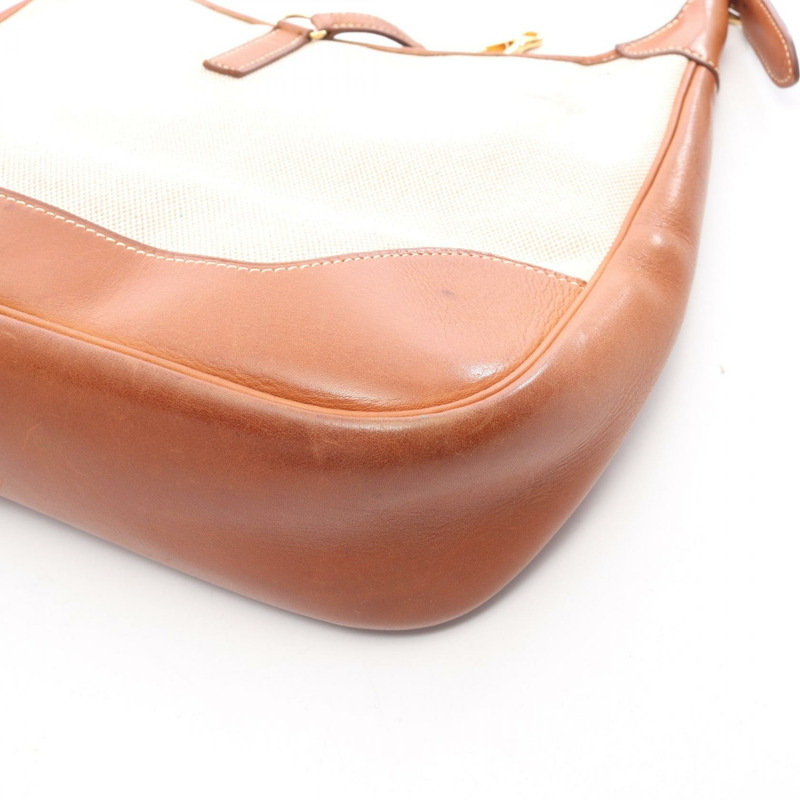 愛馬仕 Trim 31 肩背包 B Toile H Barenia 皮革 天然金色 二手 GHW-10