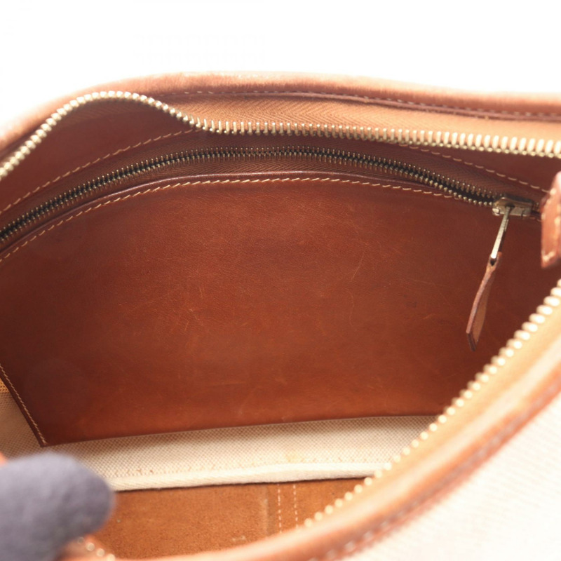 愛馬仕 Trim 31 肩背包 B Toile H Barenia 皮革 天然金色 二手 GHW-14