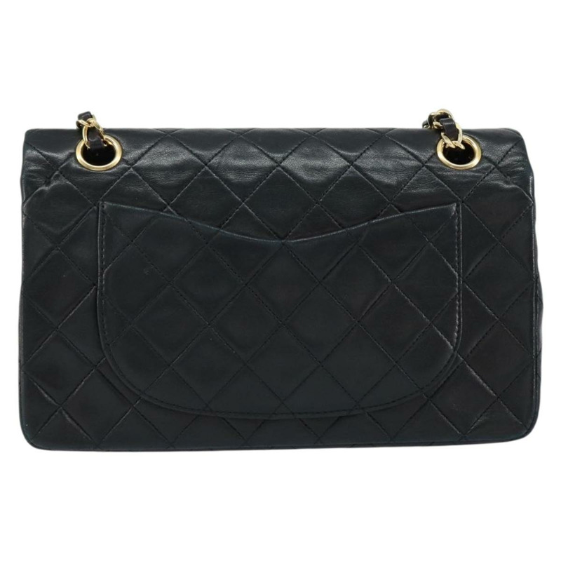 【日本直送】香奈兒 (CHANEL) 絎縫鏈條單肩包，羊皮材質，黑色，金色雙C標誌，貨號 145576AV-2