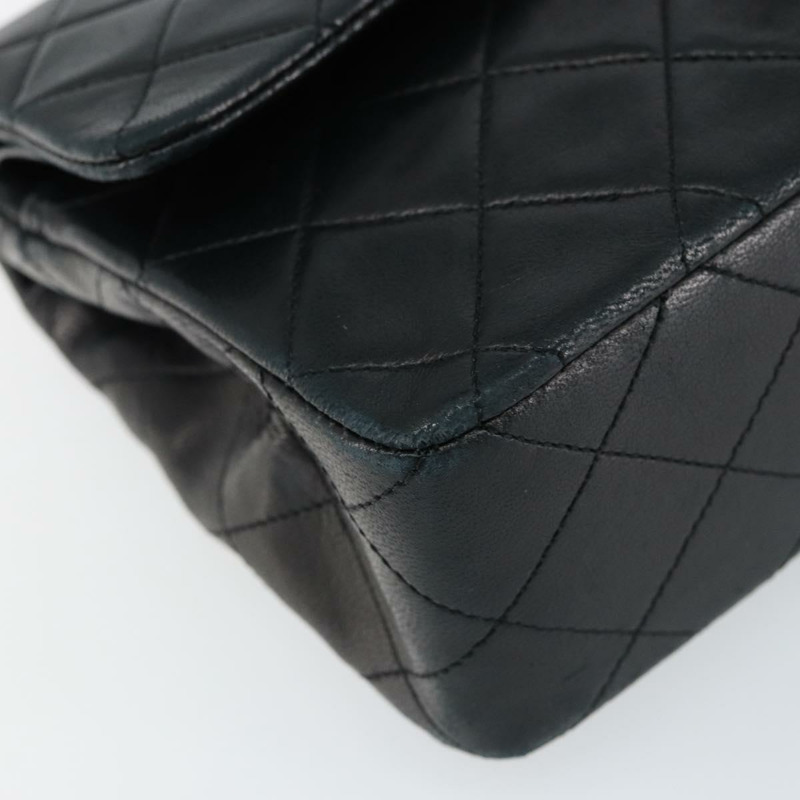 【日本直送】香奈兒 (CHANEL) 絎縫鏈條單肩包，羊皮材質，黑色，金色雙C標誌，貨號 145576AV-10