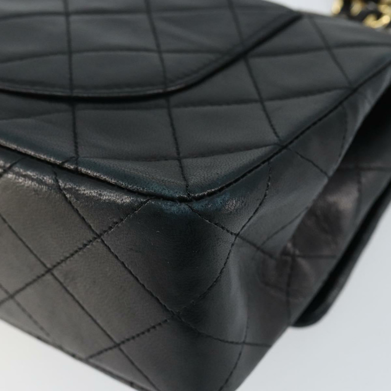 【日本直送】香奈兒 (CHANEL) 絎縫鏈條單肩包，羊皮材質，黑色，金色雙C標誌，貨號 145576AV-11