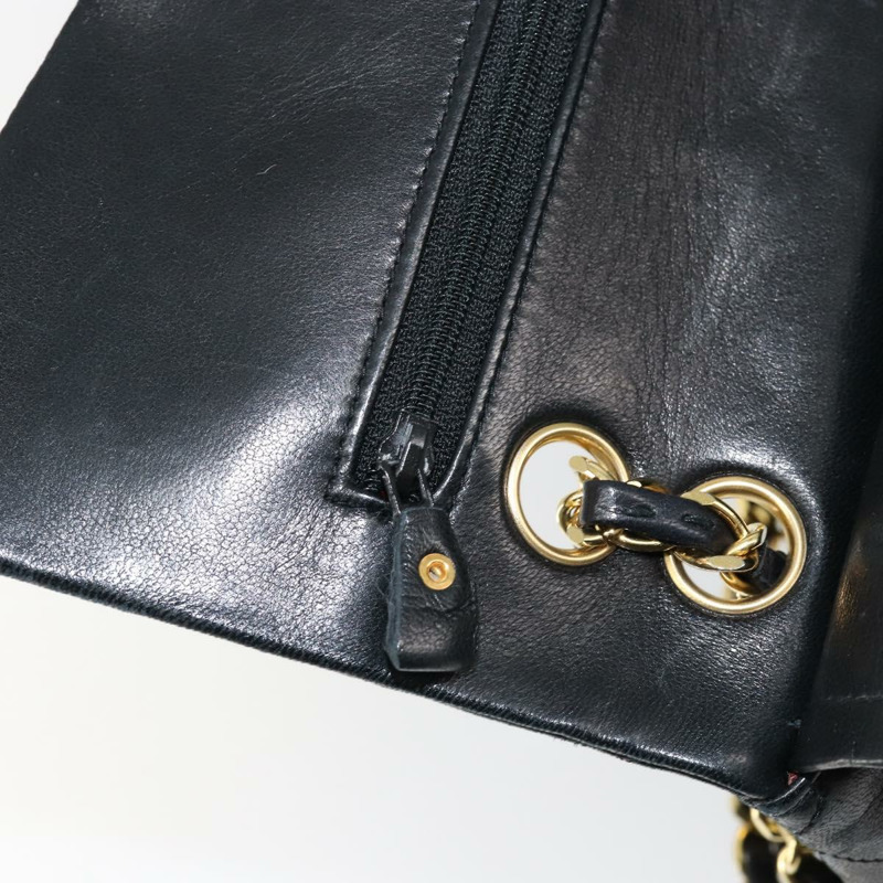 【日本直送】香奈兒 (CHANEL) 絎縫鏈條單肩包，羊皮材質，黑色，金色雙C標誌，貨號 145576AV-15