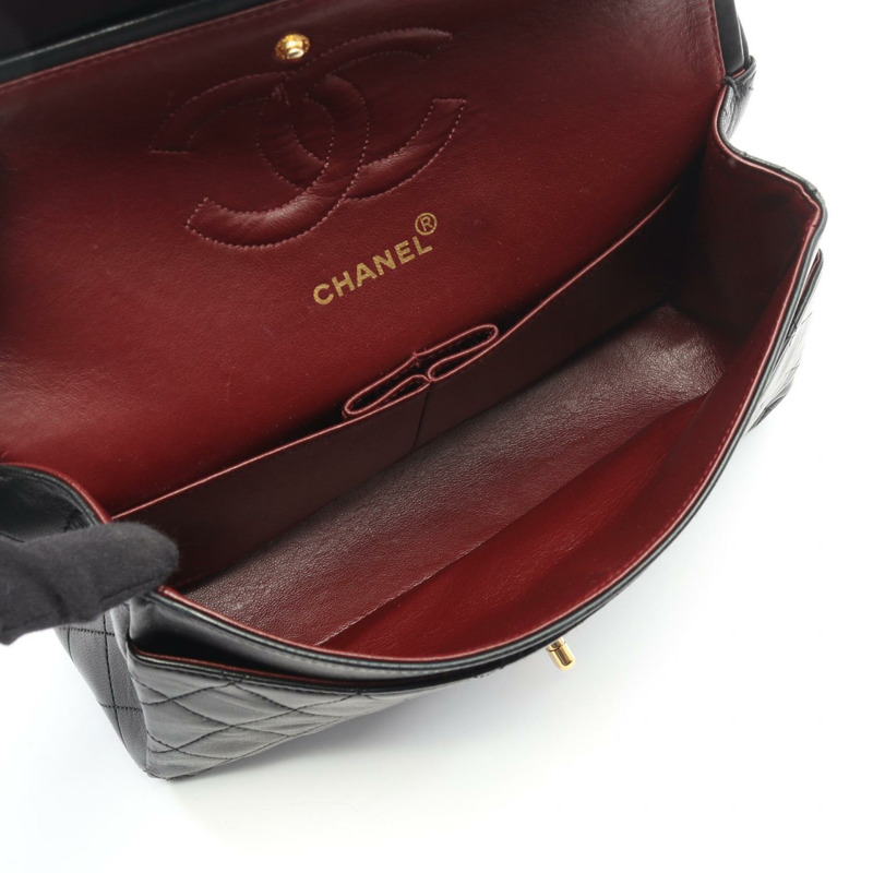 香奈兒 (CHANEL) Matelasse W 翻蓋單肩包，羊皮材質，黑色，二手，女士款，金色五金-2