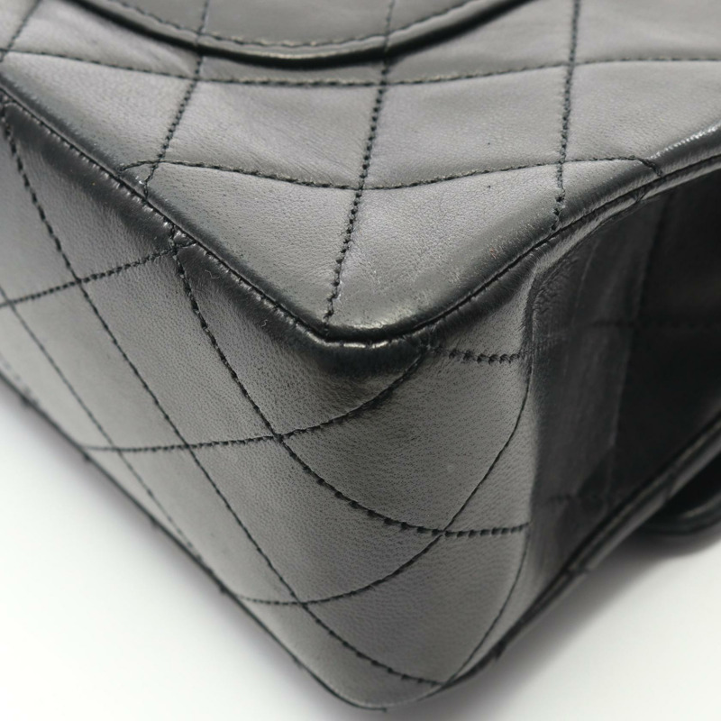 香奈兒 (CHANEL) Matelasse W 翻蓋單肩包，羊皮材質，黑色，二手，女士款，金色五金-7