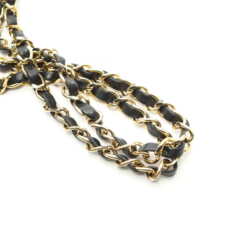 香奈兒 (CHANEL) Matelasse W 翻蓋單肩包，羊皮材質，黑色，二手，女士款，金色五金-12