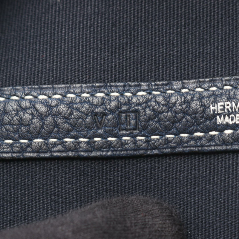愛馬仕 Garden party PM 手提包 I Toile officier Negonda 藍色靛藍 二手 SHW-4