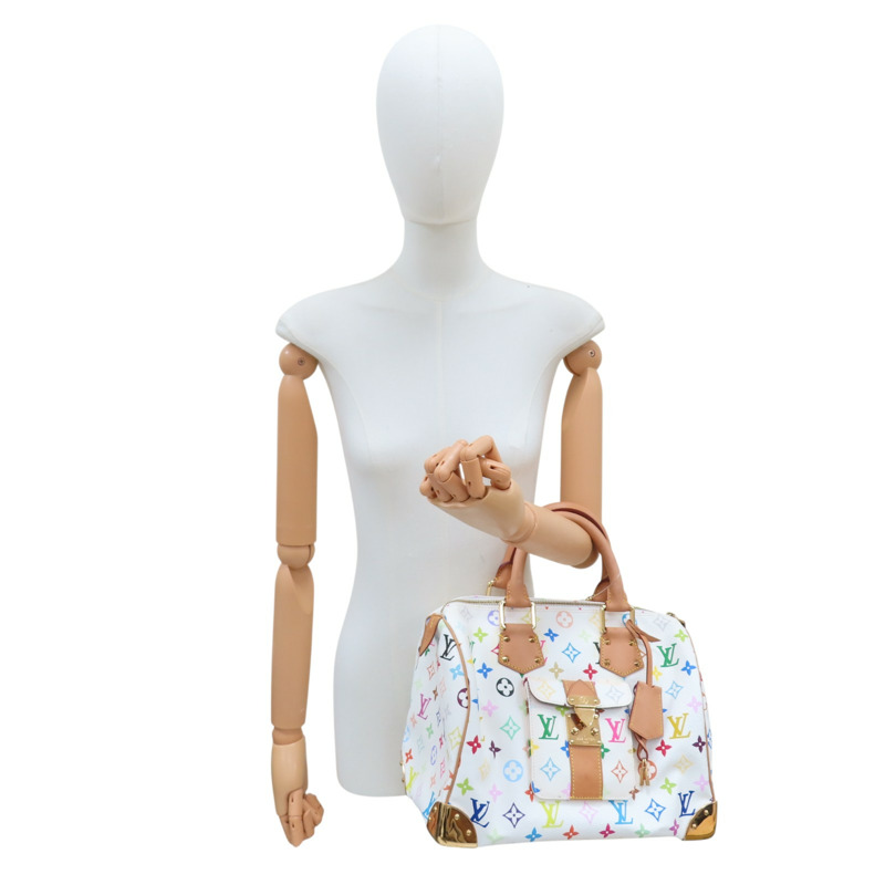 白彩 原花帆布 Speedy 30 波士頓包 手提包【LOUIS VUITTON LV 路易威登】 M92643-7